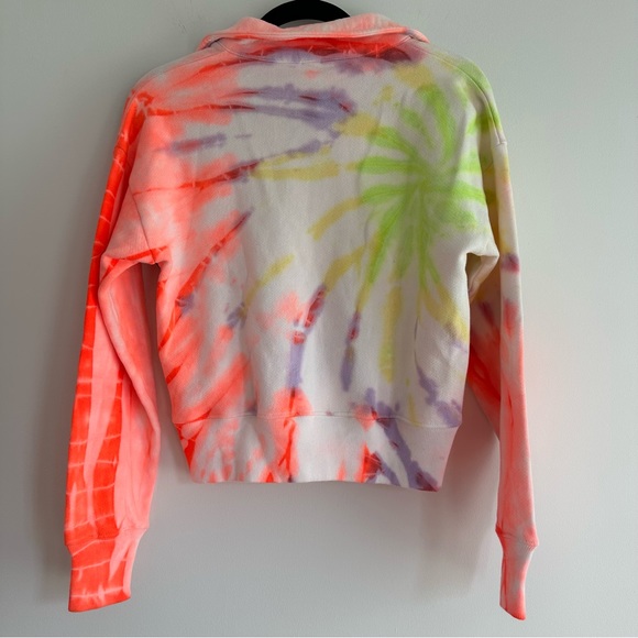 NWT Re/done x Hanes Neon Space Dye 70s Half Zip Sweatshirt Tie-Dye - Picture 3 of 5